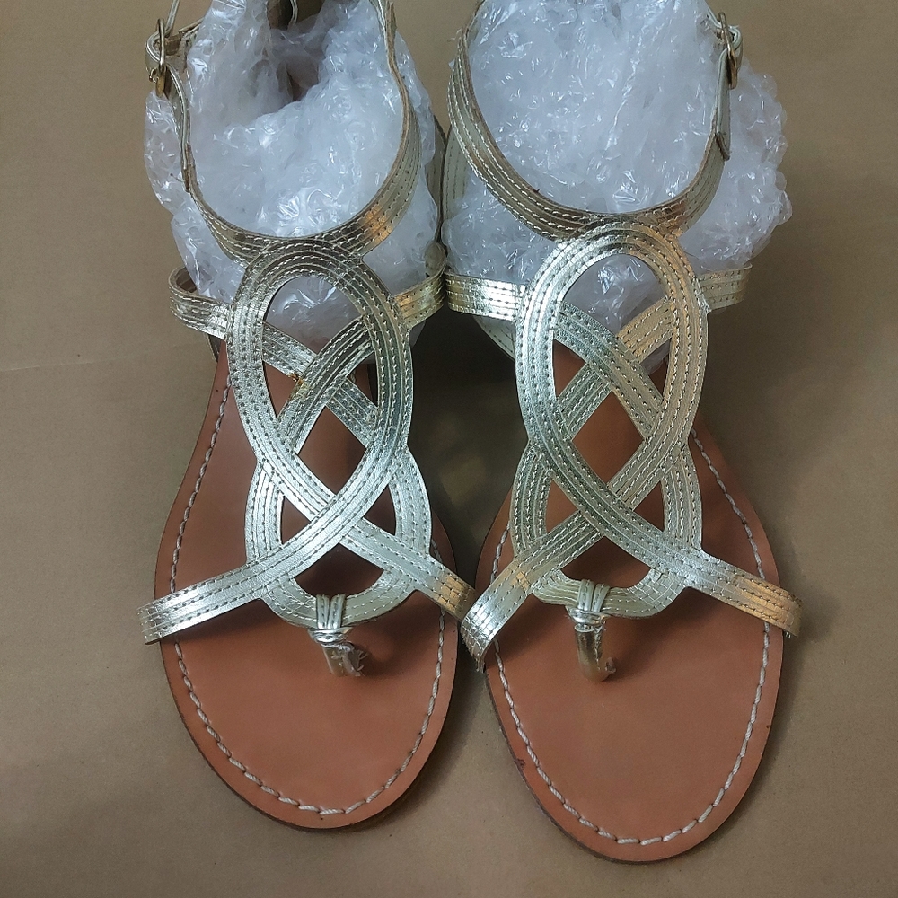 Steve Madden SHERI Gold Sandals 9 Summer Resortwear Bohemian Party Coconut Girl